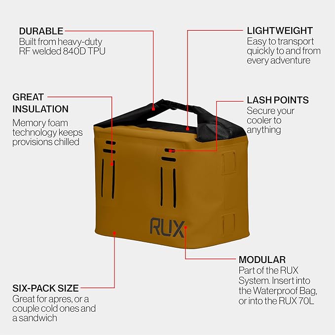 RUX 5L Cooler Cube - Our Small Cooler Bag is A Compact, Insulated Soft Cooler Perfect for Camping, Daily Carry, Or Van Life. Weatherproof, Modular, and Built to Go Anywhere.