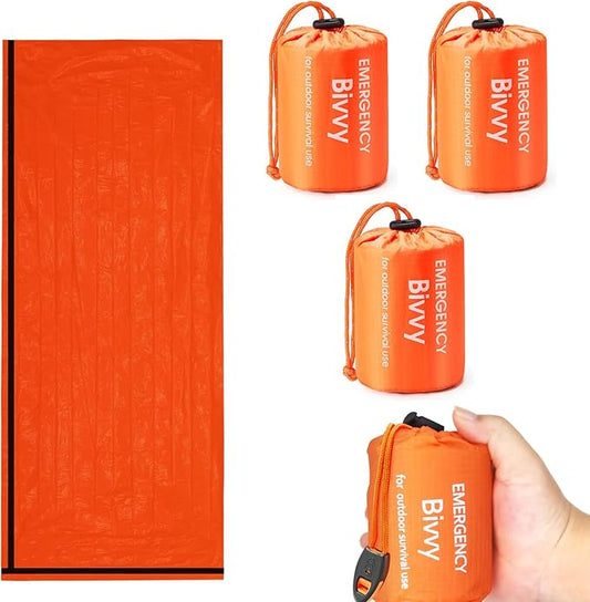 Emergency Sleeping Bag, Waterproof Thermal Bivy Sack for Camping, Bivvy Sack with Whistles,Ultralight Survival Gear with Compass for Hiking and Outdoor Adventures