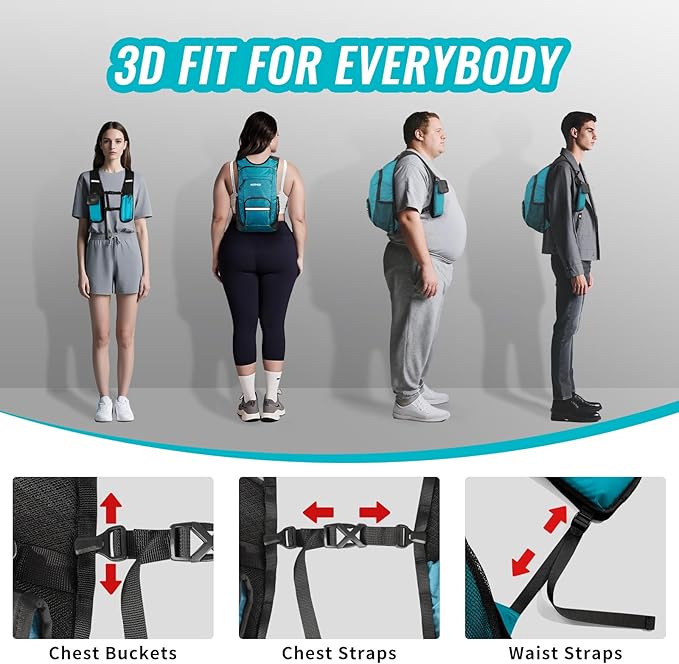 10L Small Hiking Backpack For Women Men, Lightweight Travel Packable Back Pack, Foldable Camping Hiking Daypack With Vest-style and Touchscreen Phone Pocket (Lake Green)