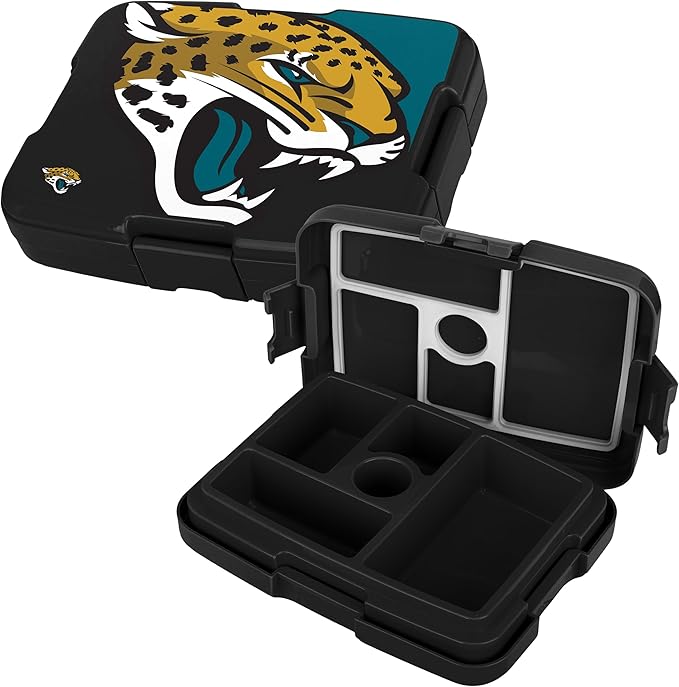 FOCO NFL Unisex-Adult Officially Licensed 2-Tone Big Logo Team Color Football Leak Proof 5 Compartment Bento Lunch Box - Jacksonville Jaguars