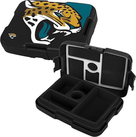 FOCO NFL Unisex-Adult Officially Licensed 2-Tone Big Logo Team Color Football Leak Proof 5 Compartment Bento Lunch Box - Jacksonville Jaguars