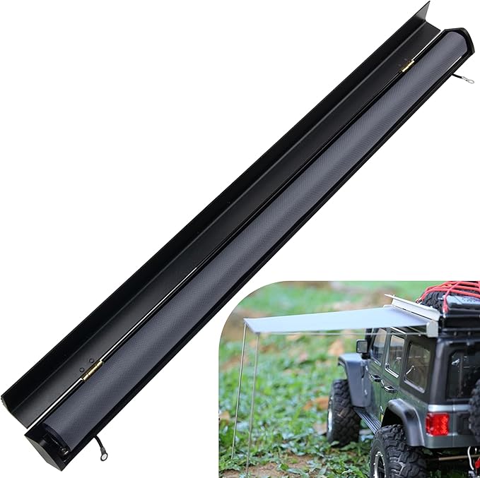 ShareGoo 11.4" x13.1" 1/6 RC Toy Simulation Camping Tent Roof Canopy Decoration Accessory Compatible with Axial SCX6 Trail Honcho RTR 1/6 RC Crawler (Black)