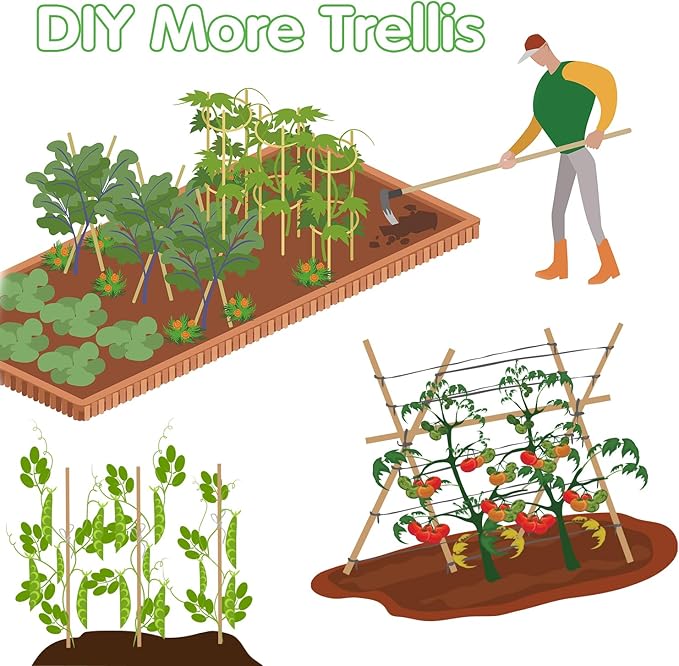 Bamboo Stakes,4FT Natural Bamboo Garden Stakes,BOVITRO 25Pcs Plant Stakes,Bamboo Sticks for Tomato,Beans,Vegetable and Climbing Plants