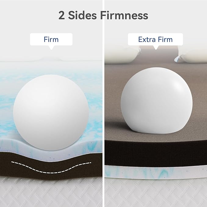 Extra Firm Mattress Topper Twin Size 3 Inch, Pain Relieving Foam Bed Topper for Extra Support, Gel Memory Foam&High-Density Foam Mattress Pad, CertiPUR-US Certified