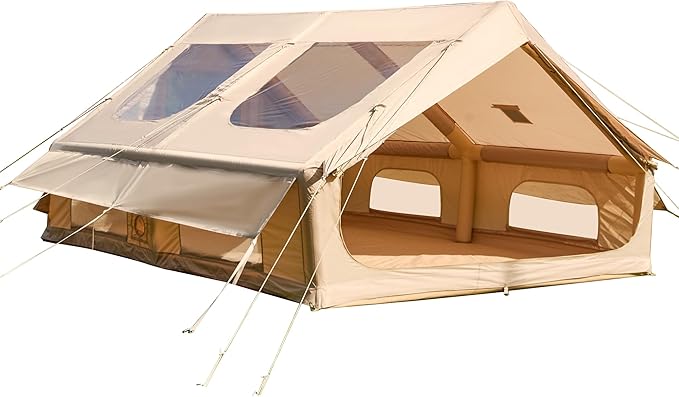 EROMMY 4/6/8/12 Person Inflatable Tent with Skylight, 4 Season Blow Up Tents with Hand Pump for Outdoor Camping & Hiking, Easy Set-up Windproof Sunproof Waterproof