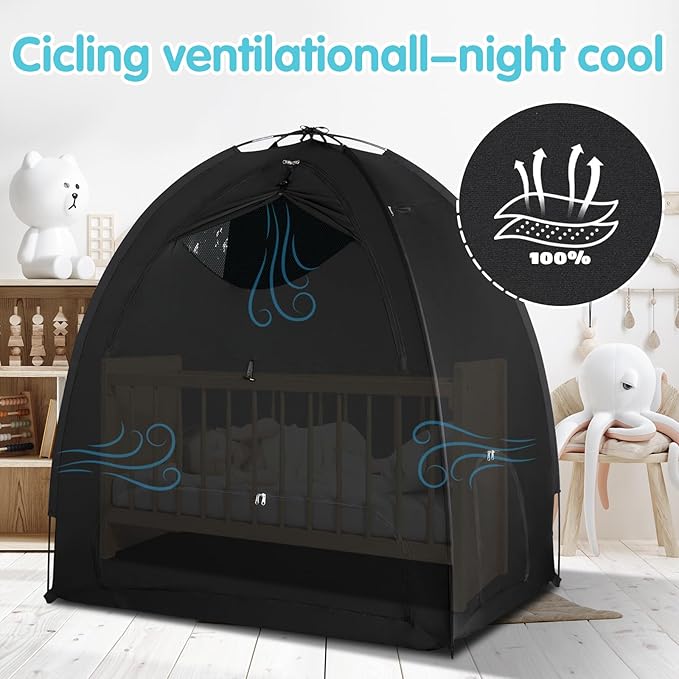 Blackout Tent for Pack and Play - Sleep Pod with Light-Blocking - Portable Pack N Play Blackout Cover for Travel Crib/Mini Crib/Palyards