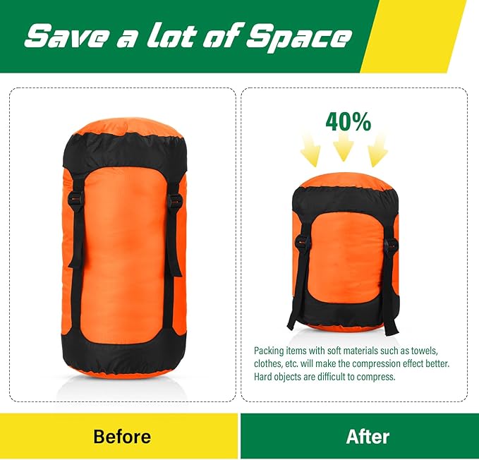 5 Pcs Compression Sacks for Backpacking 20L Camping Sleeping Bag Stuff Sacks for Backpacking Water Resistant Sleeping Bag Storage Sack for Space Saving Hiking Gear