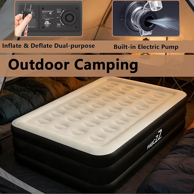 air Mattress Full with Built in Pump – 18-Inch Thickened air Bed Suitable for Camping, Home use, and Guest Accommodation, Supports Up to 650 Pounds