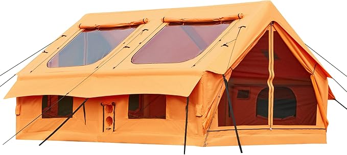 EROMMY 4/6/8/12 Person Inflatable Tent with Skylight, 4 Season Blow Up Tents with Hand Pump for Outdoor Camping & Hiking, Easy Set-up Windproof Sunproof Waterproof