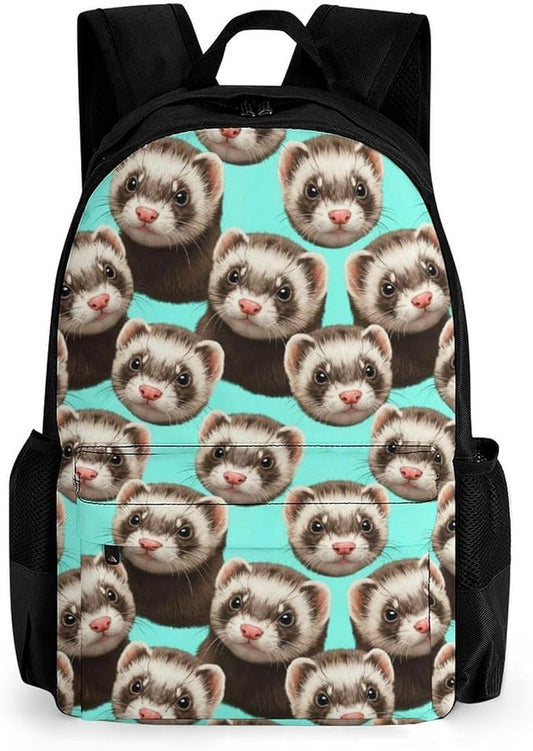 Lightweight Rucksack for Sports Travel Running, Big Capacity Multipurpose Anti-Theft Bookbag, Cute Ferret Travel and Sport Backpack Rucksack