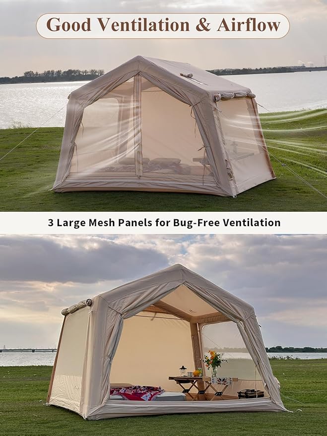 TOMOUNT Inflatable Camping Tents Air Glamping Tents 4 Season Waterproof Easy Set up Cabin House Tent Blow up Tent for Family Camping
