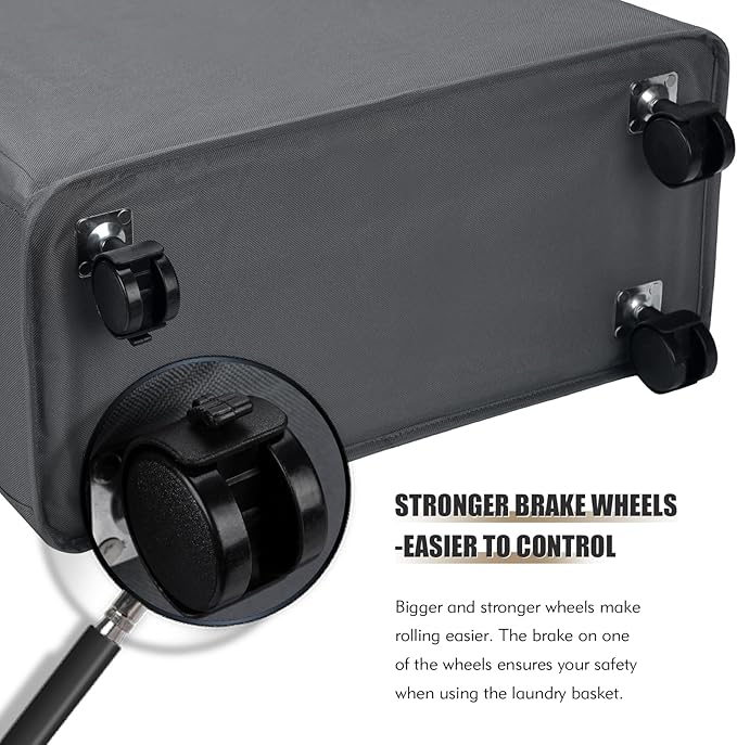 DOKEHOM 25-Inches Slim Laundry Basket on Wheels, Collapsible Rolling Laundry Hamper, Foldable Narrow Corner Clothes Storage Bins (Dark Grey)