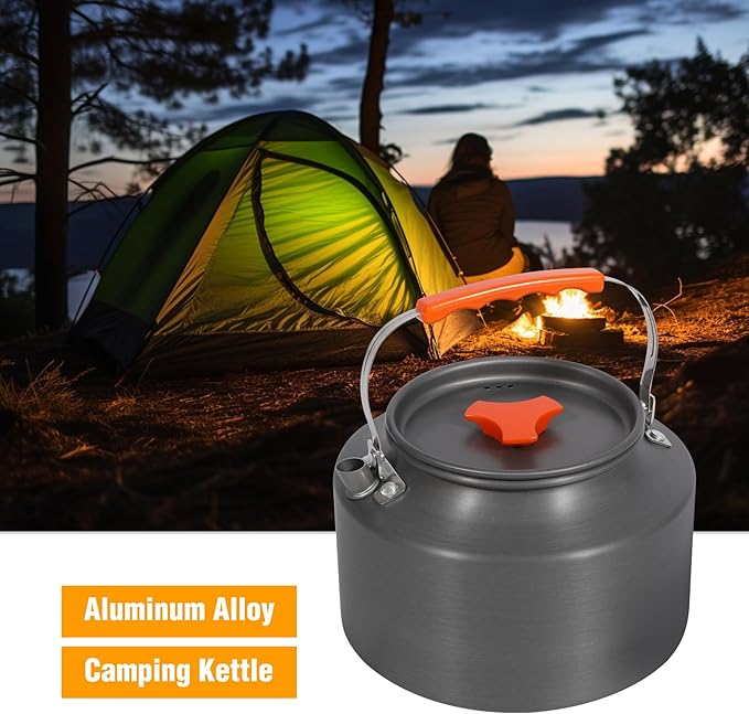 REDCAMP 2L Outdoor Camping Kettle, Aluminum Water Pot with Carrying Bag, Compact Lightweight Camp Tea Kettle Coffee Pot for Hiking Picnic Camping