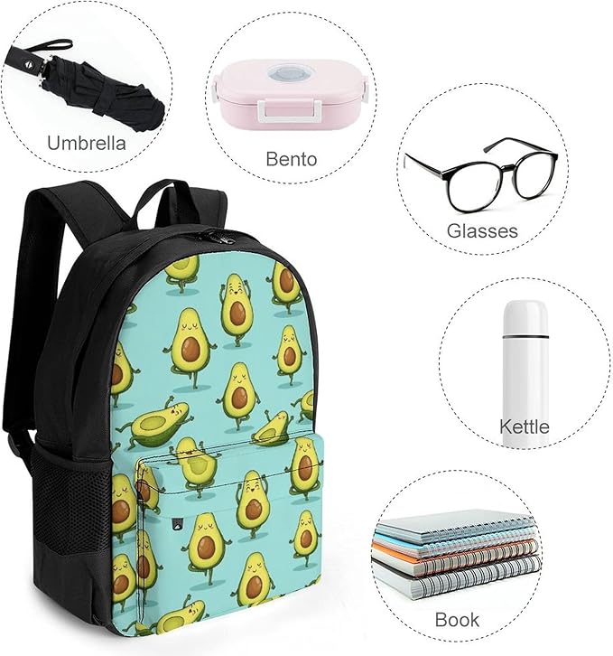Supdreamc Polyester Daypack for Camping Travel Walking Cycling, Big Capacity Anti-Theft Multipurpose Bookbag, Dance Avocado Funny Camping Outdoor Backpack
