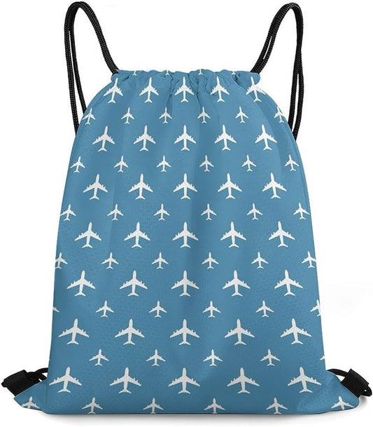 Gym Drawstring Backpack Sackpack Water Resistant for Sports Beach Yoga Travel Unisex, Airplane Bags