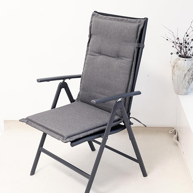 C-Hopetree Indoor High Back Rocking Chair Cushions for Glider and Swivel Rocker, Outdoor Replacement Highback Dining Seat Pads with Back Elastic and Ties, 18" x 42" x 1.5", Dark Grey, Set of 2