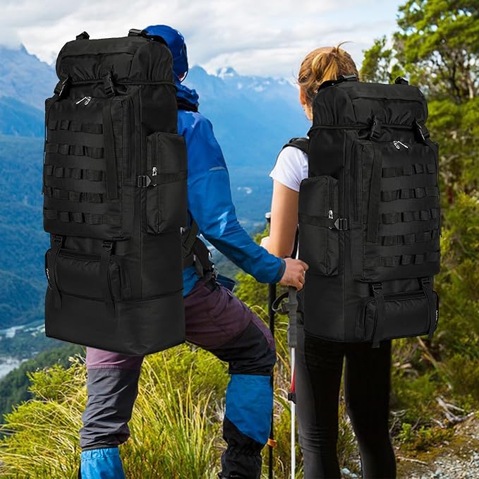 70L/100L Large Camping Hiking Backpack with Rain Cover, Waterproof Molle Rucksack Military Tactical Backpack, Lightweight Backpacking Daypack for Trekking Climbing Outdoor