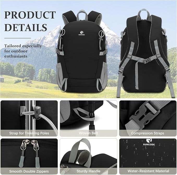 Hiking Backpack for Men Women, 25L Lightweight Travel Backpack Camping Daypack for Outdoors