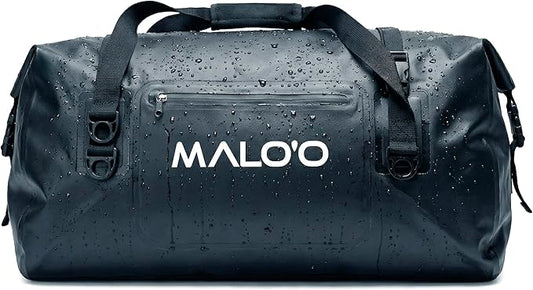 Malo’o Waterproof Dry Duffel, Heavy-Duty Roll Top Waterproof Gear Bag with Shoulder Strap & Molle Loops, Marine Duffel for Kayaking, Boating, Camping, Beach & Travel, Black, 40L