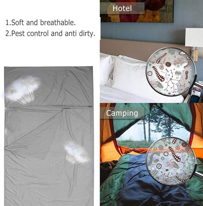 Sleeping Bag Liner, Lightweight Portable, Soft Travel and Camping Sheet, with Compact and Carry Bag, for Travel, Hotel