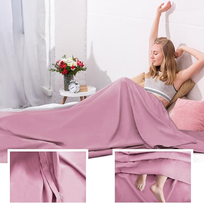 Sleeping Bag Liner,Travel Sheet & Adult Sleep Sack, Camping Sheets Travel Sleep Sack for Backpacking,Hotels & Hostels -Lightweight Single &Double Travel Sheet Camping Sheets