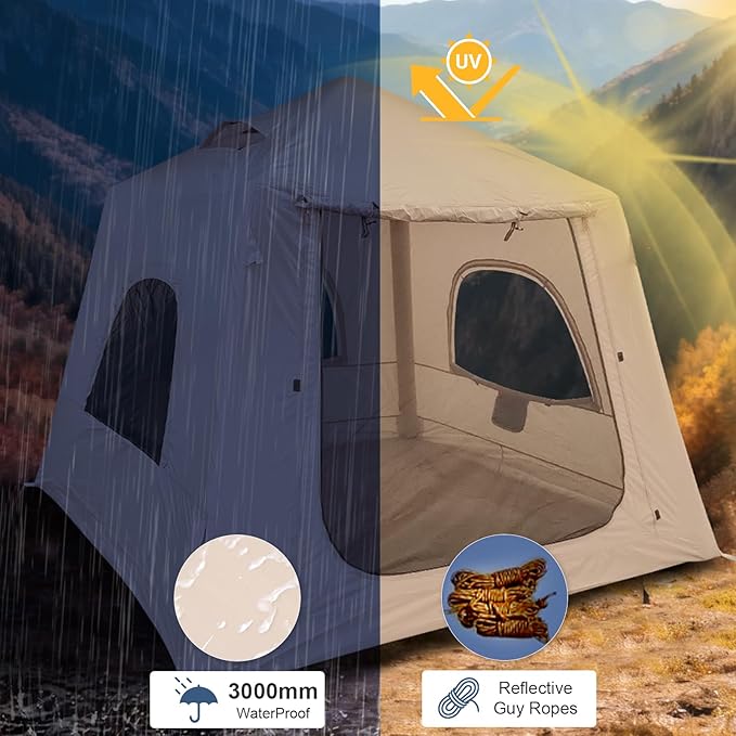 Inflatable Tents for Camping,2/4 Person Easy Setup Blow Up Tents for 4 Seasons Waterproof InflatableTent for Camping, Air Glamping Tents for Camping Adult