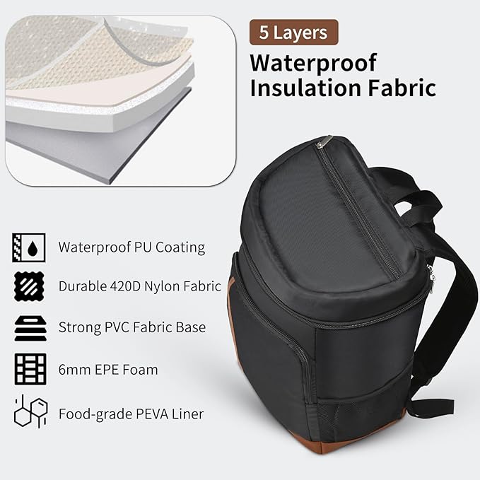 Cooler Backpack Insulated Waterproof 35 Cans,Two Compartments Backpack Cooler,Lightweight Back Pack for Women/Men