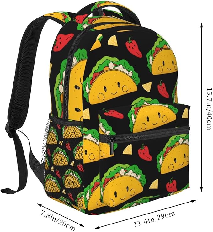 Men Women Lightweight Taco Tuesday Party Casual Daypack Big Capacity Bookbag With Padded Straps for Gym Travel Walking Cycling