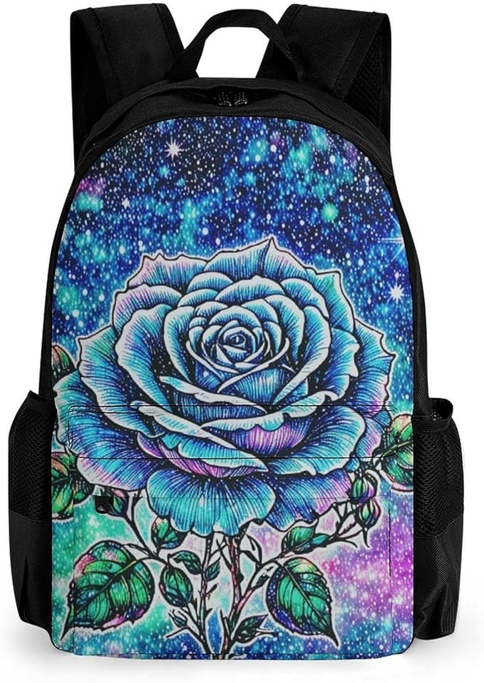 Supdreamc Daypack Bookbag Anti-Theft Multipurpose Large Capacity Bookbag, Galaxy Flower Glitter Travel Hiking Camping Rucksack With Adjustable Shoulder Straps