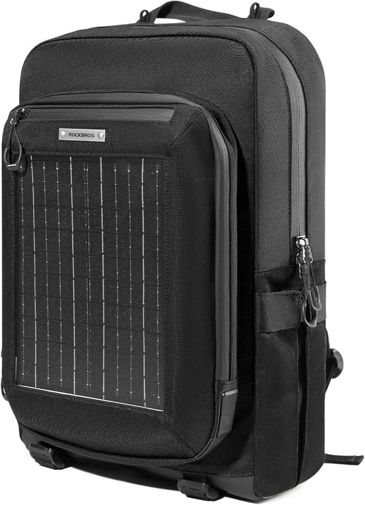 ROCKBROS Solar Backpack for Outdoor Emergency Charging Multi-compartment Large Capacity for Hiking Camping Traveling Cycling Duffel Bag