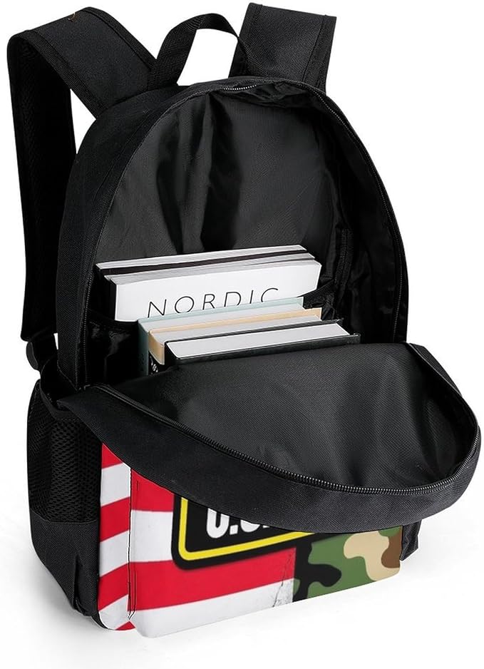 Supdreamc Rucksacks Lightweight Multipurpose Anti-Theft American Flag Army Green Camo Usa Retro Camouflage Shoulder Bag Big Capacity Traveling Camping Backpack With Side Pockets