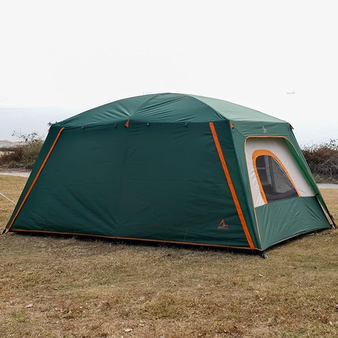 KTT Large Tent 6-8-10-12 Person,Family Cabin Tents,2 Rooms,2 Doors and 4 Windows with Mesh,Straight Wall,Waterproof,Double Layer,Big Tents for Outdoor,Picnic,Camping,Family Gathering