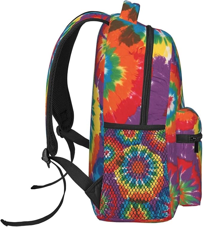Polyester Daypack for Hiking Work Running, Big Capacity Anti-Theft Multipurpose Shoulder Bag, Colorfu Tie Dye Art Travel and Sport Backpack Rucksack