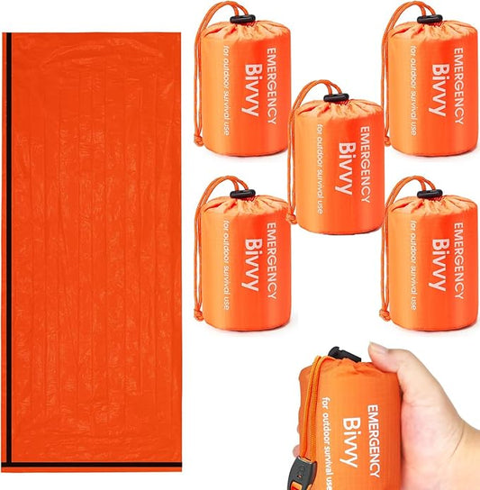 Emergency Sleeping Bag, Waterproof Thermal Bivy Sack for Camping, Bivvy Sack with Whistles,Ultralight Survival Gear with Compass for Hiking and Outdoor Adventures