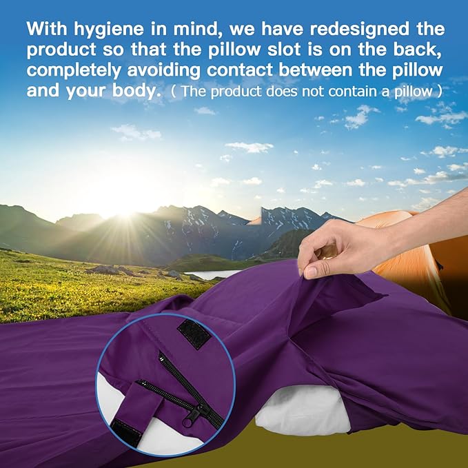 Sleeping Bag Liner, Sleep Sack Travel Sheets, Two-Way-Zipper Expose Feet Separately, Lightweight for Single, Backpacking,Hotels & Hostels, Camping, Travel, Business