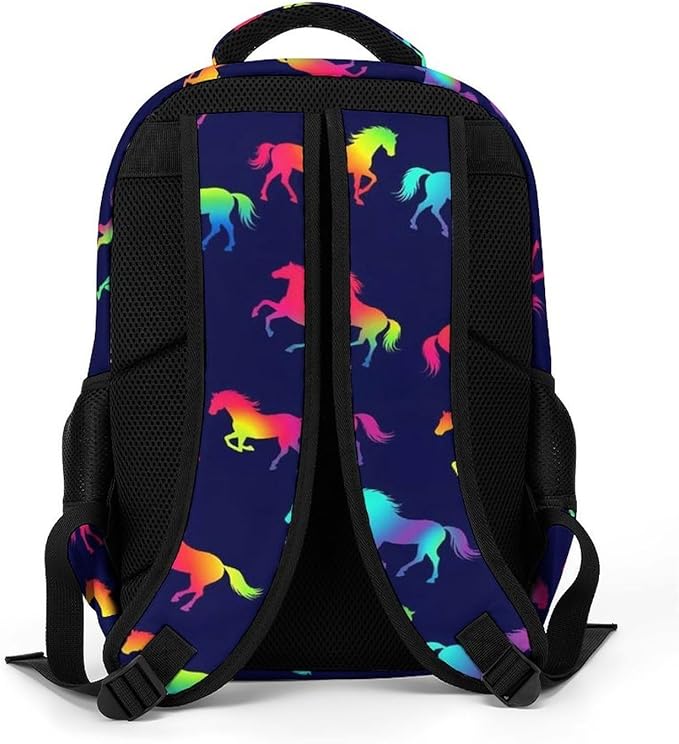 Travel Laptop Backpack Rainbow Horses for Men Women, Water Resistant Business Anti Theft Computer Bag with Multi Compartments for College Work Hiking