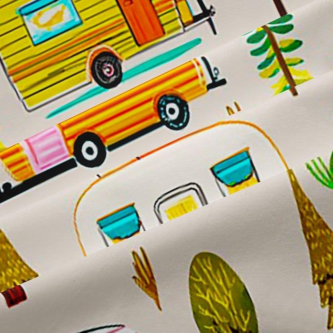 Feelyou Camper Camping Blackout Curtains RV Travel Trailer Darkening Drapes for Bedroom Living Room Decor Camping Theme Thermal Insulated Shades Window Treatments, 2 Panels 42 x 90 Inch