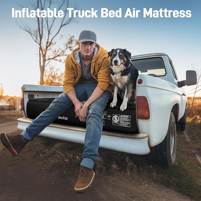Umbrauto 6-6.5ft Mid SizeTruck Bed Air Mattress for Short Beds, Inflatable Mattress with Pump for MidSize Pickup Bed Tent Camping, Pick Up Truck Sleeping Pad for Outdoor Travel