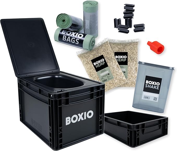 BOXIO Toilet - Portable Toilet, Camping Toilet, composting Toilet for car Camping, Boat or Camping. Mini Camping Toilet: 14,7" x 11,8" x 11,0" Made in Germany.