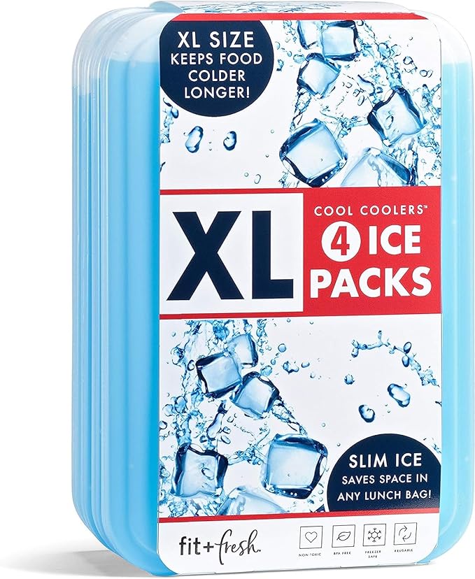 Cool Coolers by Fit + Fresh Slim Compact Reusable XL Ice Pack, Perfect for Lunch Boxes, Coolers, and Beach Bags