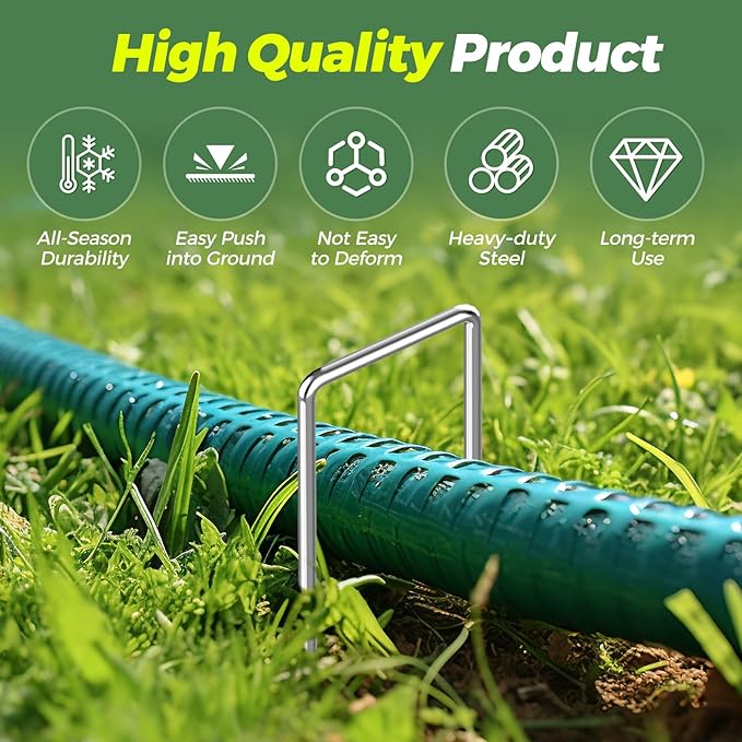 25 Pack Garden Staples,6 Inch 11 Gauge Galvanized U-Shaped Garden Stakes,Heavy-Duty Ground Yard Stakes for Inflatables,Irrigation Tubing,Holding Fence,Weed Barrier,Decoration