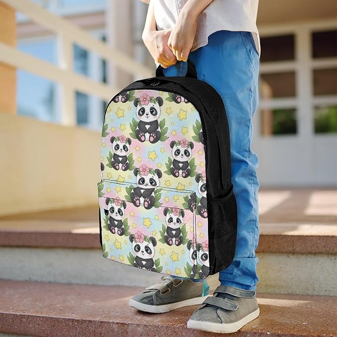 Outdoor Backpack Gym Bag Cute Rainbow Panda Outdoor Activities with Big Capacity Daypack, College Bookbag