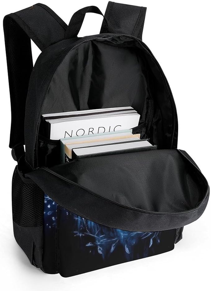 Men Women Lightweight Fantasy Beautiful Owls Art Casual Daypack Big Capacity Bookbag With Padded Straps for Gym Travel Walking Cycling