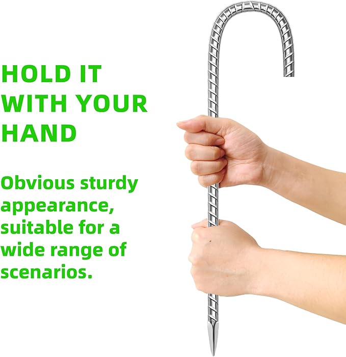 27 Pack Ground Garden Rebar Stakes Rebar 16 Inch Anti-Rust Galvanized Steel J Shape Hook Heavy Duty Ground Anchors for Tents, Position Kits,Fences, and Trampolines Landscape Fabric