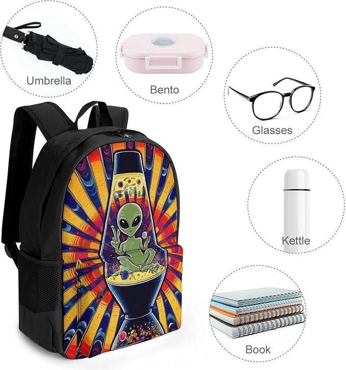 Backpack Lightweight Anti-Theft Multipurpose Trippy Tie Dye Alien Shoulder Bag Large Capacity Travel Hiking Backpack With Padded Straps