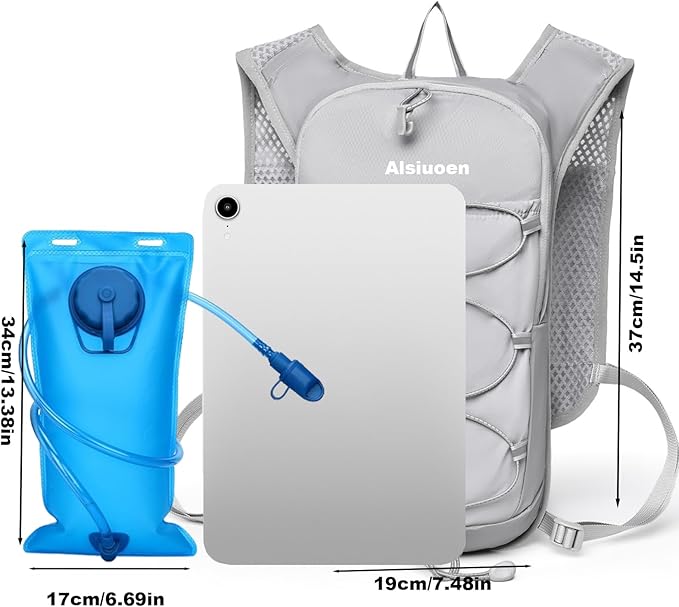 Hiking Hydration Pack Running Backpack Daypack Vest for Women Men,Lightweight Hydration Packs Cycling Biking Trail Race Rave Marathon (with 2L Water Bladder)
