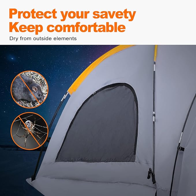 Pickup Jeep Truck Bed Tent, Tacoma Bed Tent, Tacoma Tent for 2 Person, Waterproof PU2000mm Double Layer with Rainfly, Full-Size Compact