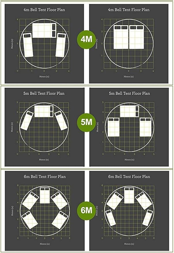 UNISTRENGH 4-Season Luxury 2 Doors Family Cotton Waterproof Bell Tents for Glamping Parties (13.1ft 16.4ft 19.7ft Dia. Size Options)