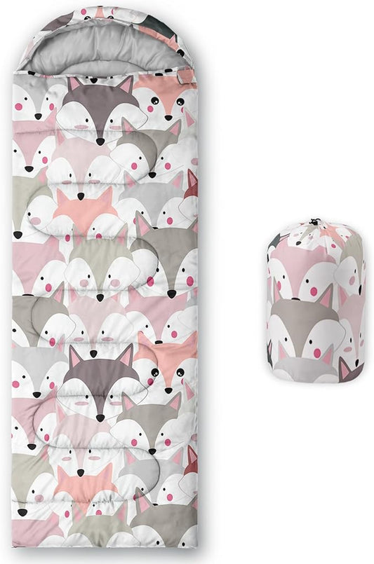 AILONEN Girls Pink Camping Sleeping Bags,Lightweight & Waterproof,3 Season Warm & Cool Weather,Cute Bow Duck Print Sleeping Bags for Kids,Girls,Adults Travelling,Outdoors