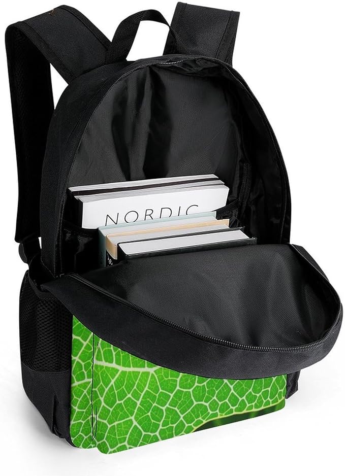 Supdreamc Men Women Lightweight Biology Animal Frog Green Leaf Casual Daypack Big Capacity Bookbag With Padded Straps for Gym Travel Walking Cycling
